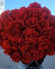 Монобукет из 31 французской розы Эксплойер, 70 см