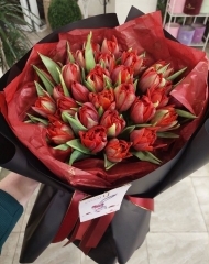 Букет тюльпанов пионовидных Ред принцесс (29 шт)