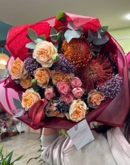 Букет (кустовая роза, нутан, аллиум, калла, вибурнум)