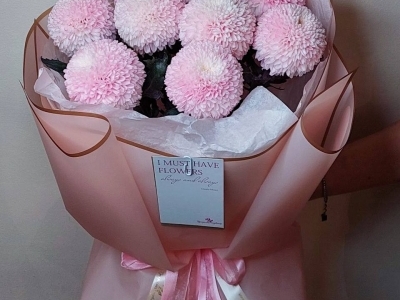 Монобукет хризантем Пинк Пастель