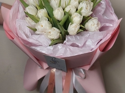 Букет белых тюльпанов (25 шт)