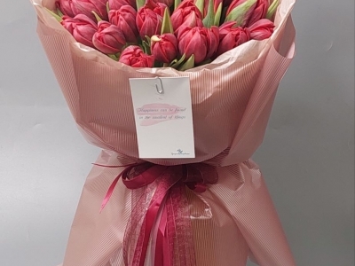 Монобукет из 27 тюльпанов Ред Принцесс